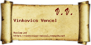 Vinkovics Vencel névjegykártya